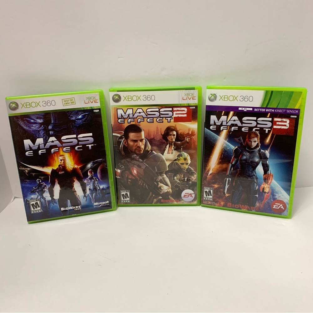 XBOX 360 Mass Effect 1, 2, and 3 video games lot